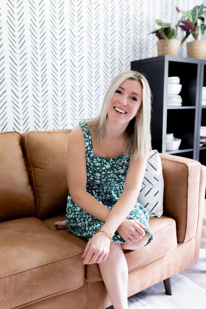 Lara Clevenger Registered Dietitian on a couch.